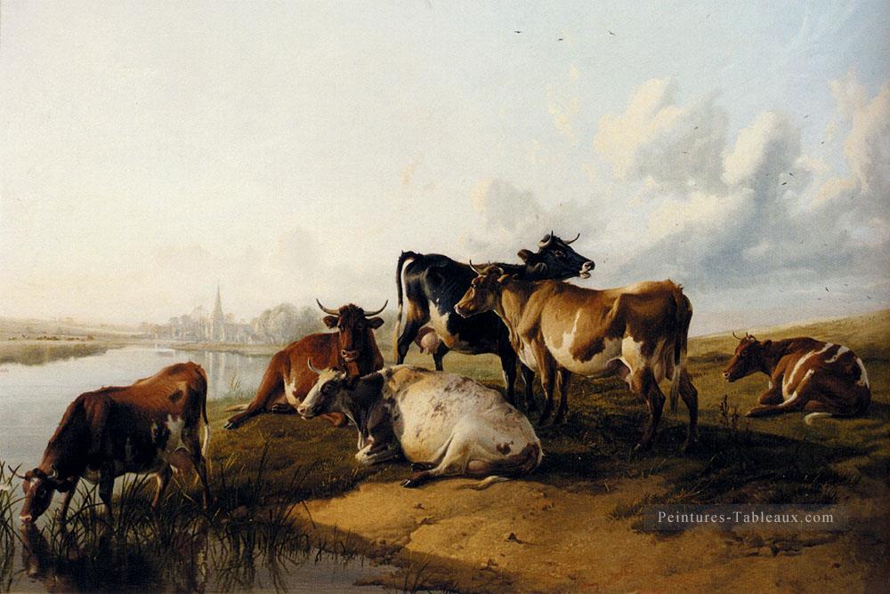Les prés de l’église Les animaux de ferme bétail Thomas Sidney Cooper Peintures à l'huile